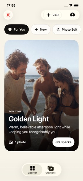The Recess Discover screen showing a Golden Light finish